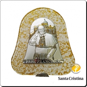 [이태리직수입 천주교성물] 실버 유리공예 탁상 프란치스코교황님 가톨릭성물 2361/PO 12cm